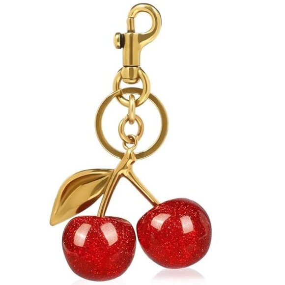 Large Red Cherries Bag Charm Keychain - Picture 1 of 7